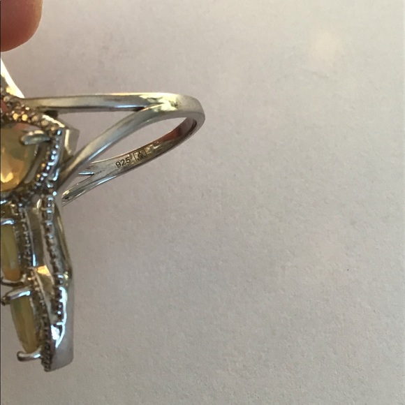 Large Sterling Ethiopian Opal Gothic Cross Ring - Picture 9 of 11